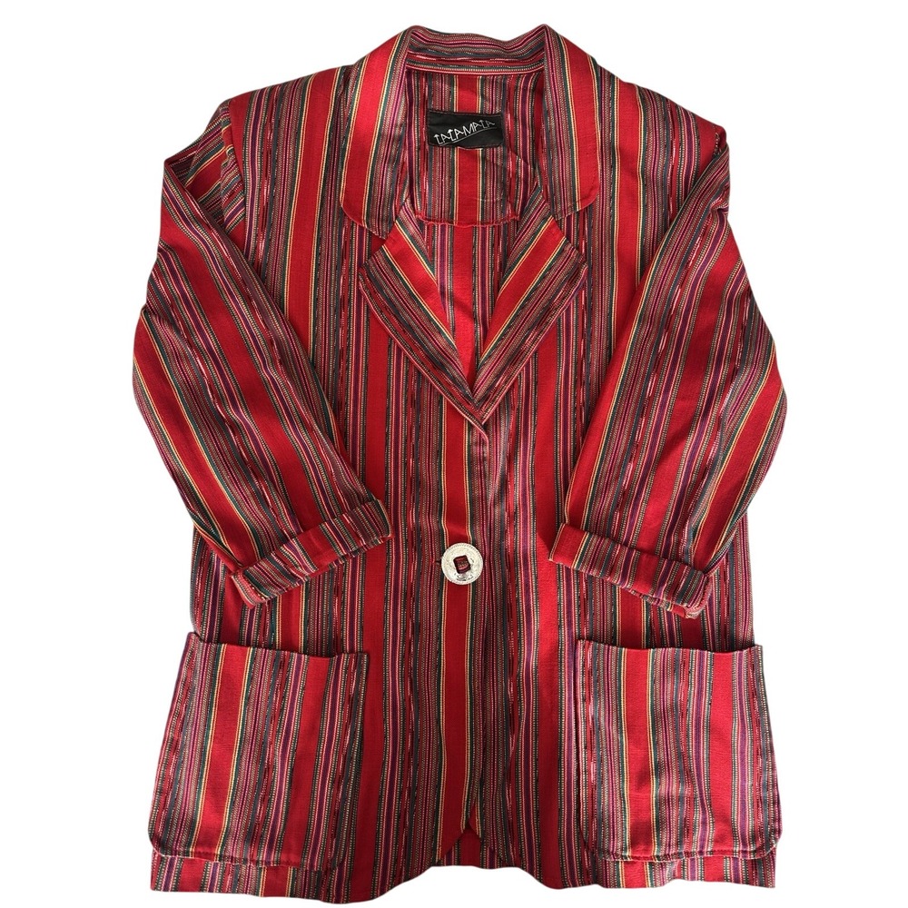 Vintage Southwestern Blazer Jacket‎ Red Horse Blanket Pattern Western size M/L